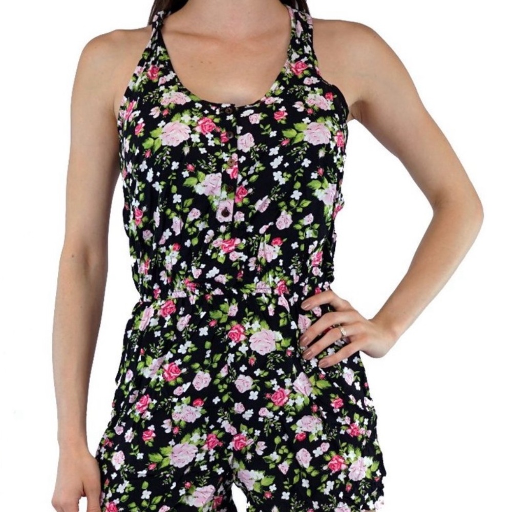 NWT 3 Piece Black Floral Women's Romper Bundle Set 
1 Medium, 1 Large,  1 XL
